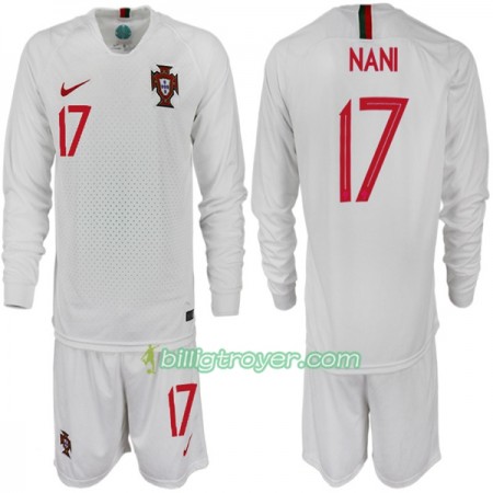 Billige Fotballdrakter Portugal NANI 17 Barn VM 2018 Bortedraktsett Langermet